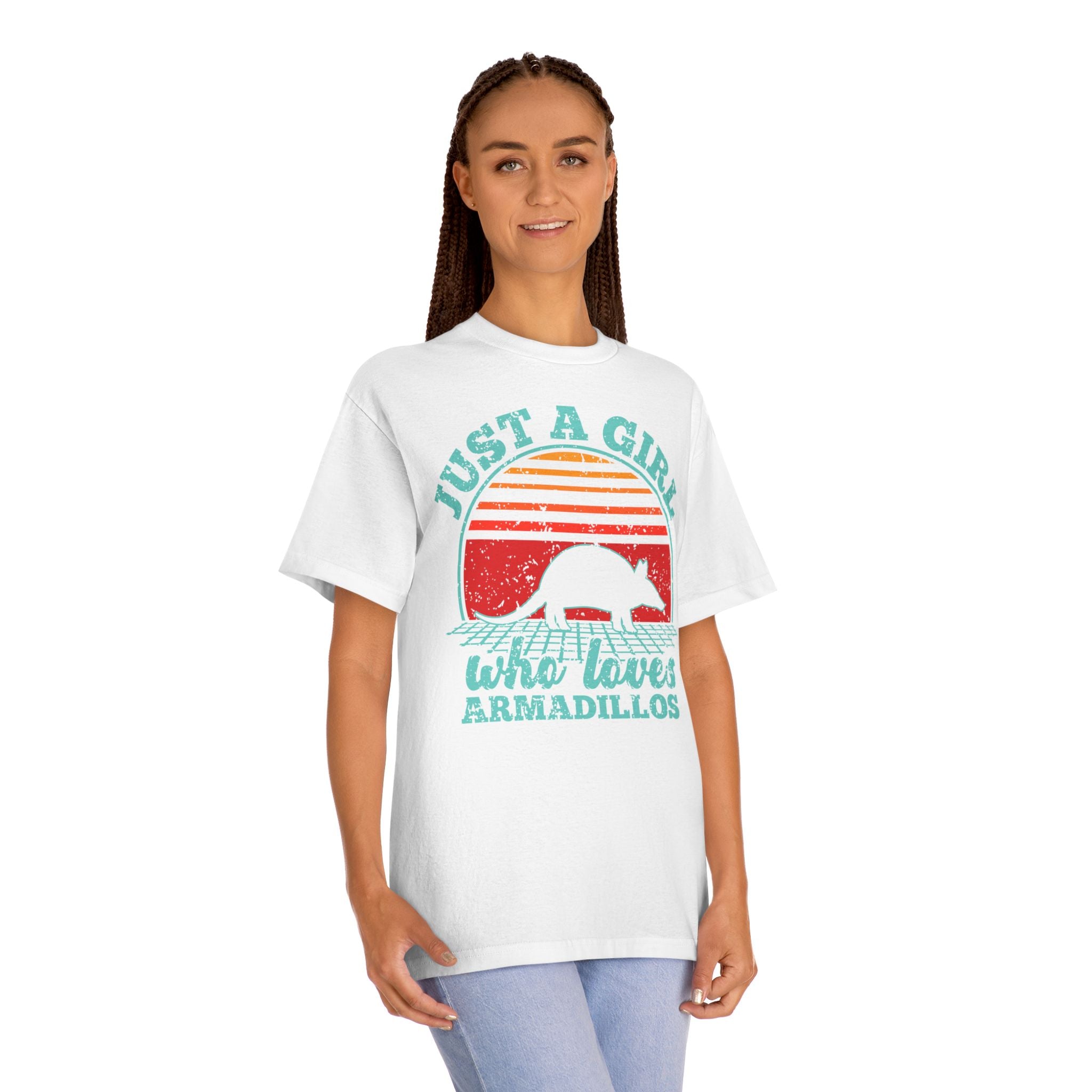 Just a Girl Who Loves Armadillos Tee Cute Retro Armadillo Graphic Shirt for Women