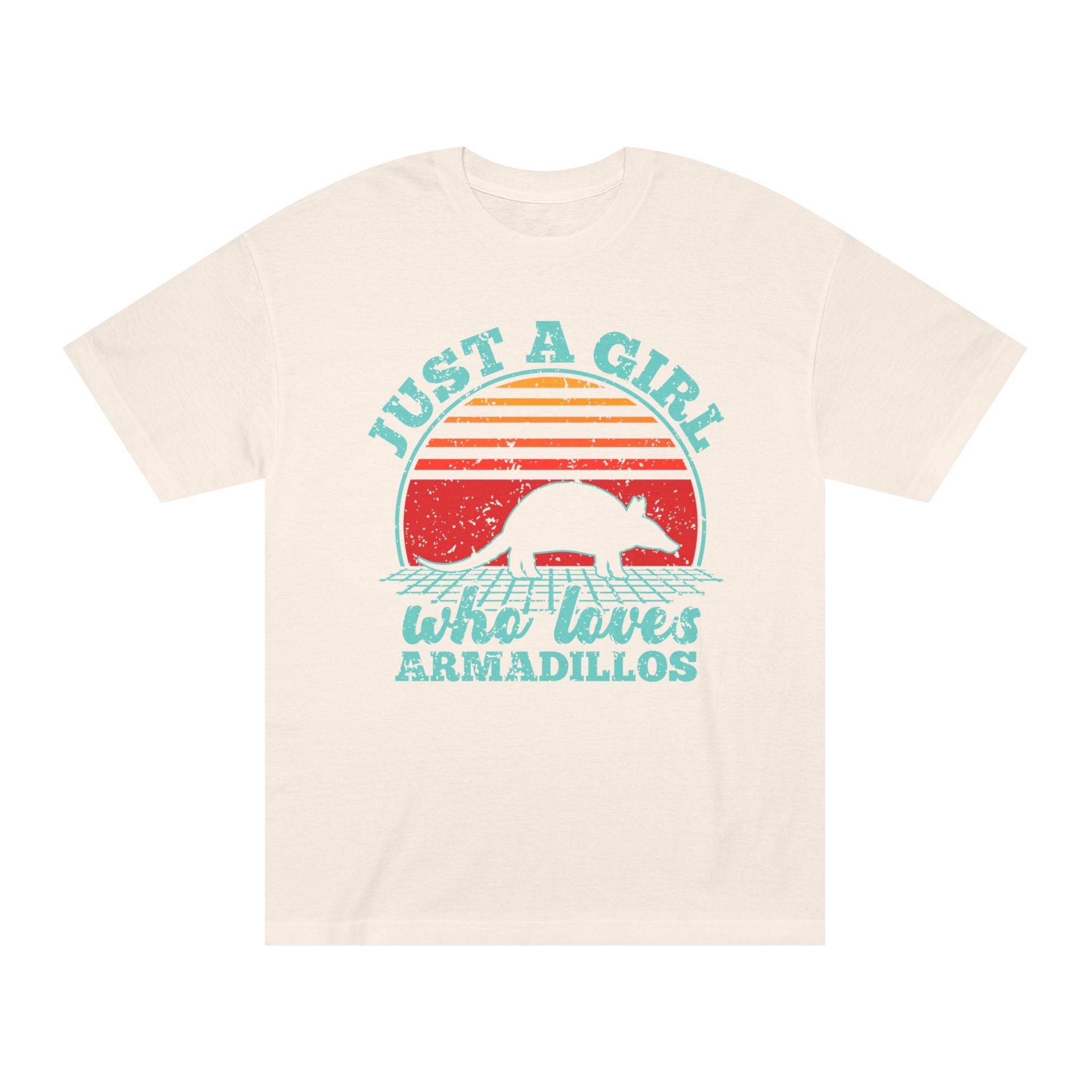 Just a Girl Who Loves Armadillos Tee Cute Retro Armadillo Graphic Shirt for Women