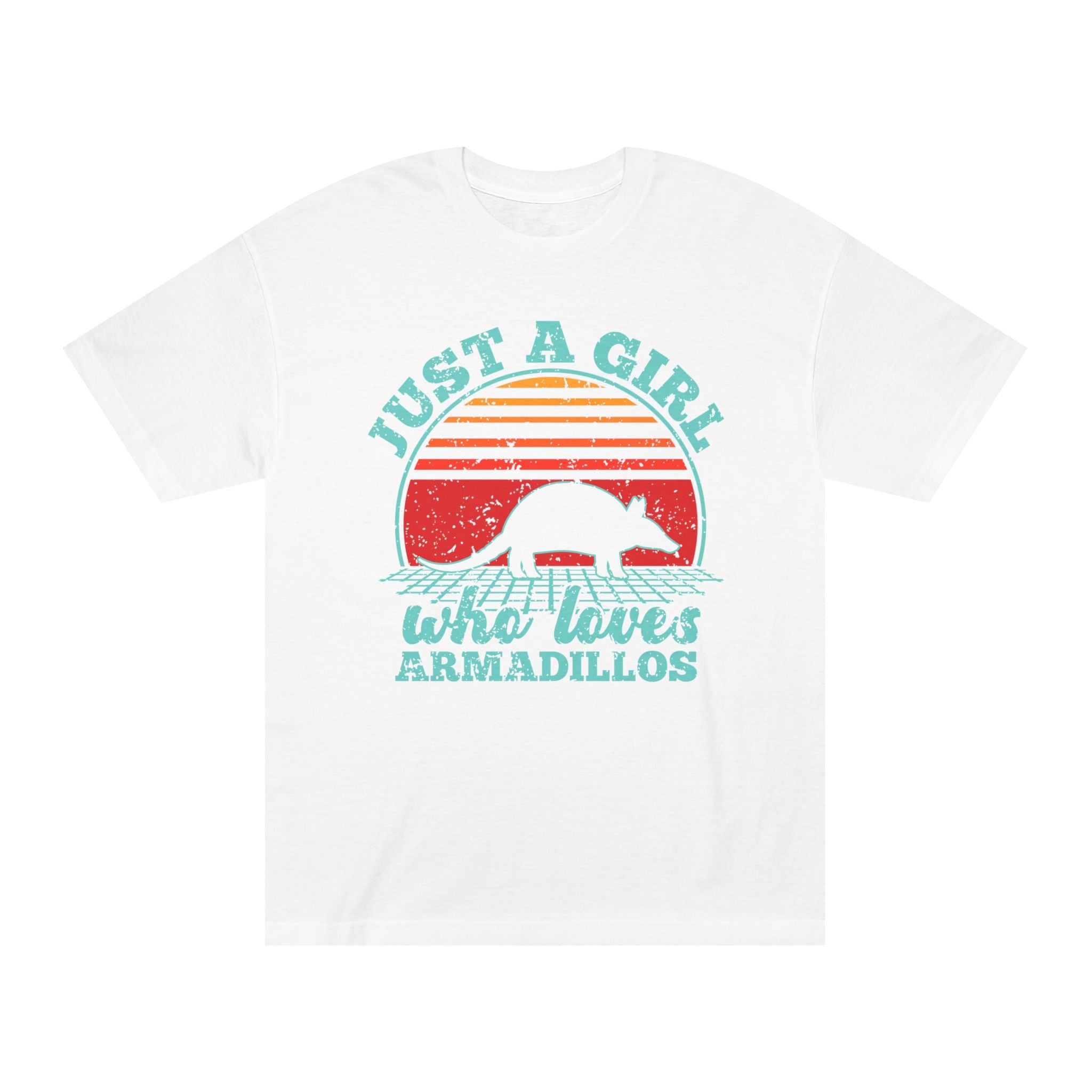 Just a Girl Who Loves Armadillos Tee Cute Retro Armadillo Graphic Shirt for Women