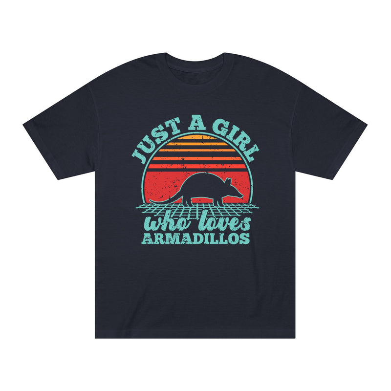 Just a Girl Who Loves Armadillos Tee Cute Retro Armadillo Graphic Shirt for Women