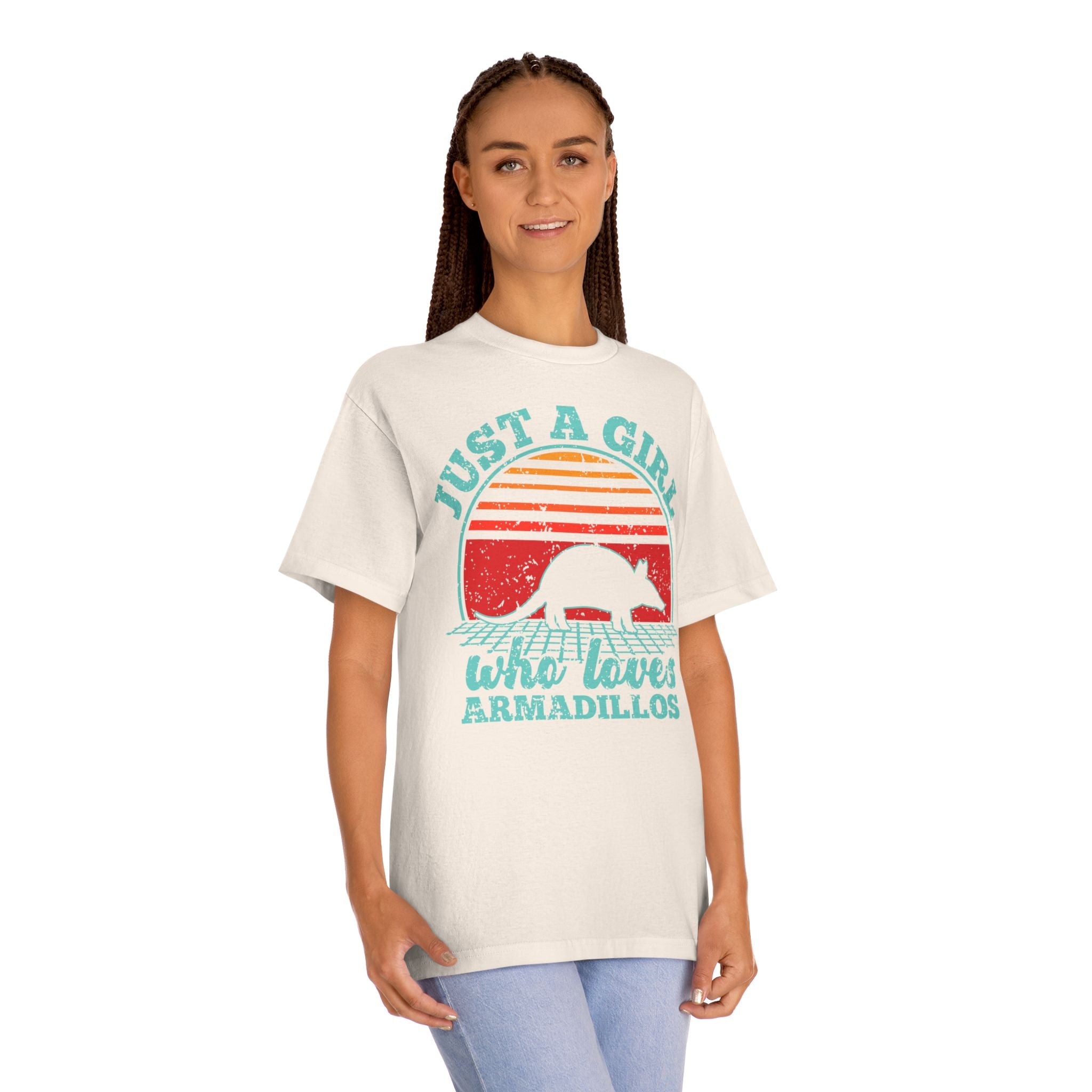 Just a Girl Who Loves Armadillos Tee Cute Retro Armadillo Graphic Shirt for Women