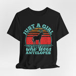 Just A Girl Who Loves Antelopes T-Shirt — Vintage Retro Wildlife Tee