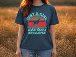 Just A Girl Who Loves Antelopes T-Shirt — Vintage Retro Wildlife Tee
