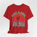 Just A Girl Who Loves Antelopes T-Shirt — Vintage Retro Wildlife Tee