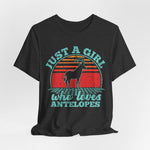 Just A Girl Who Loves Antelopes T-Shirt — Vintage Retro Wildlife Tee